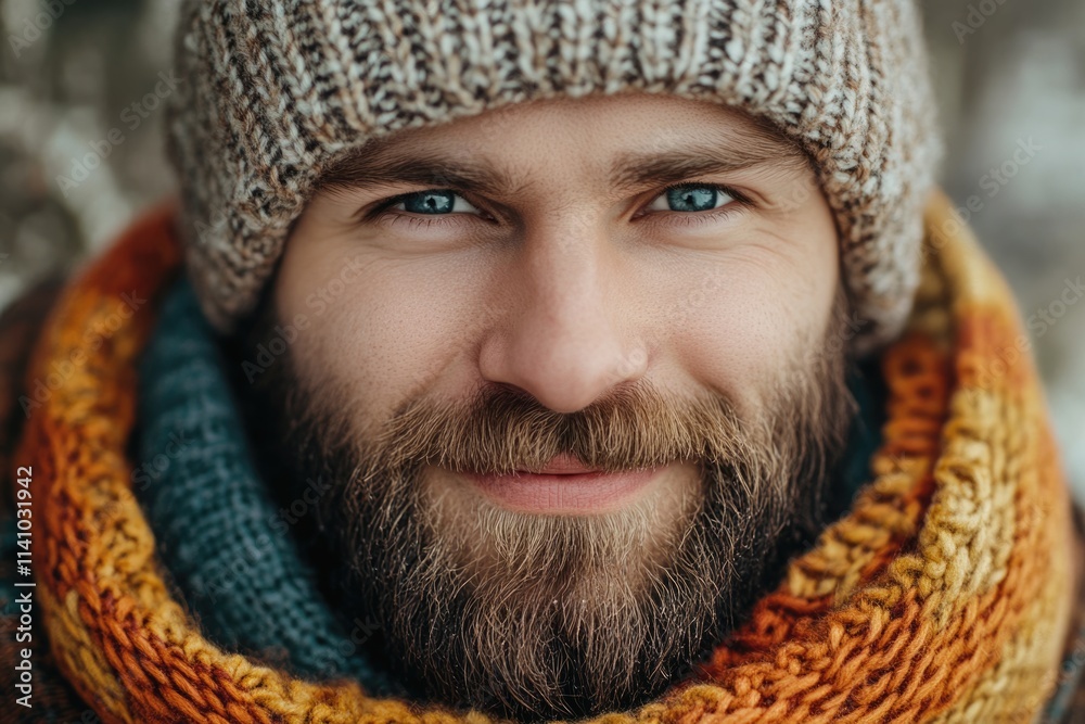Smiling man in winter knitwear and hat. Smiling man in winter knitwear and hat.