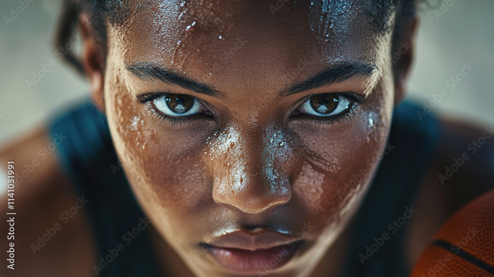 Close-Up of a Determined Basketball Player. Close-Up of a Determined Basketball Player.