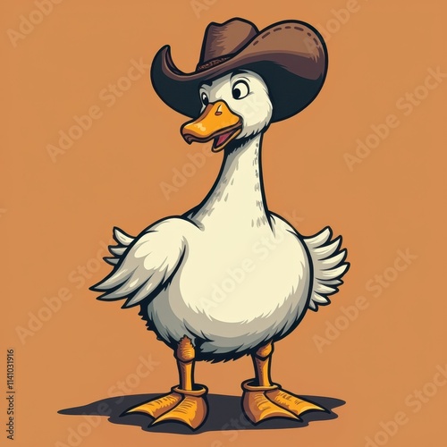 Retro Visual Art: Silly Goose in Cowboy Attire