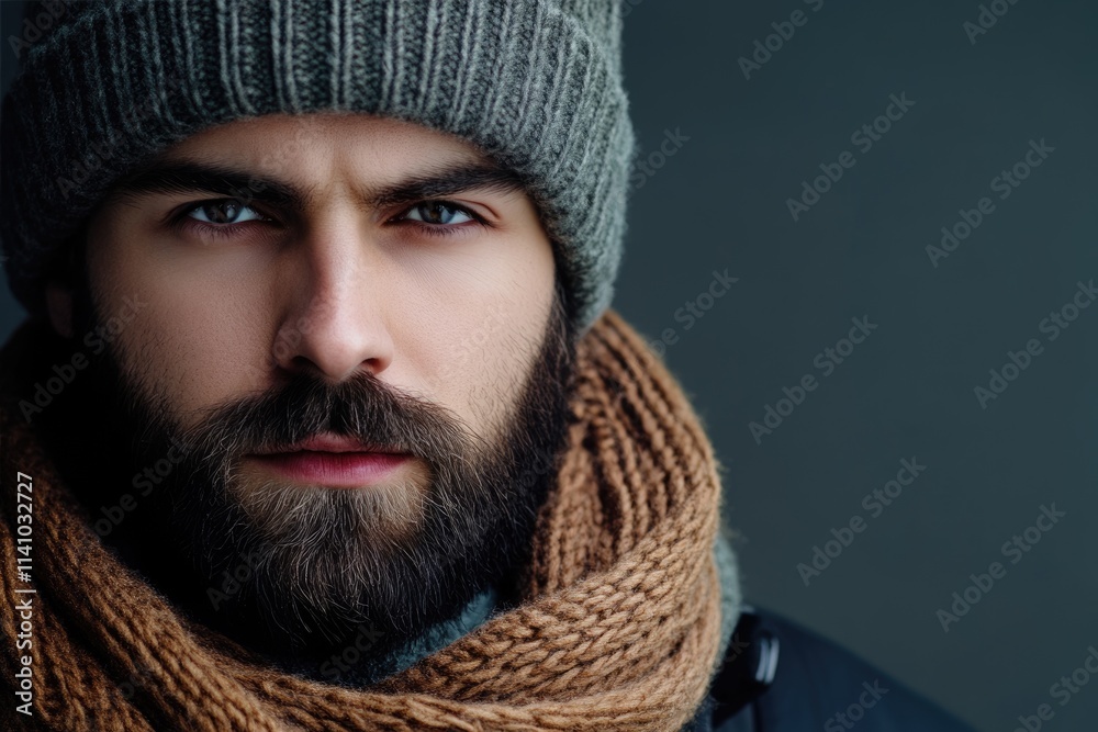 Stylish man in winter fashion with scarf and hat. Stylish man in winter fashion with scarf and hat.