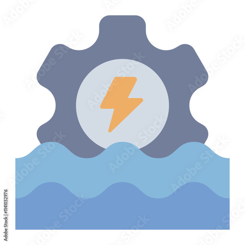 Hydro power flat icon symbolizing clean and renewable energy