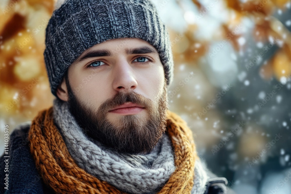 Stylish bearded man in winter fashion accessories. Stylish bearded man in winter fashion accessories.
