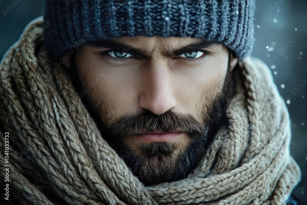 Stylish bearded man in winter fashion accessories. Stylish bearded man in winter fashion accessories.