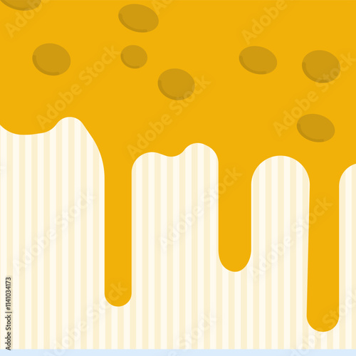 Vector illustration showcasing melted cheese cascading over a cake, set against a richly detailed artistic background.
