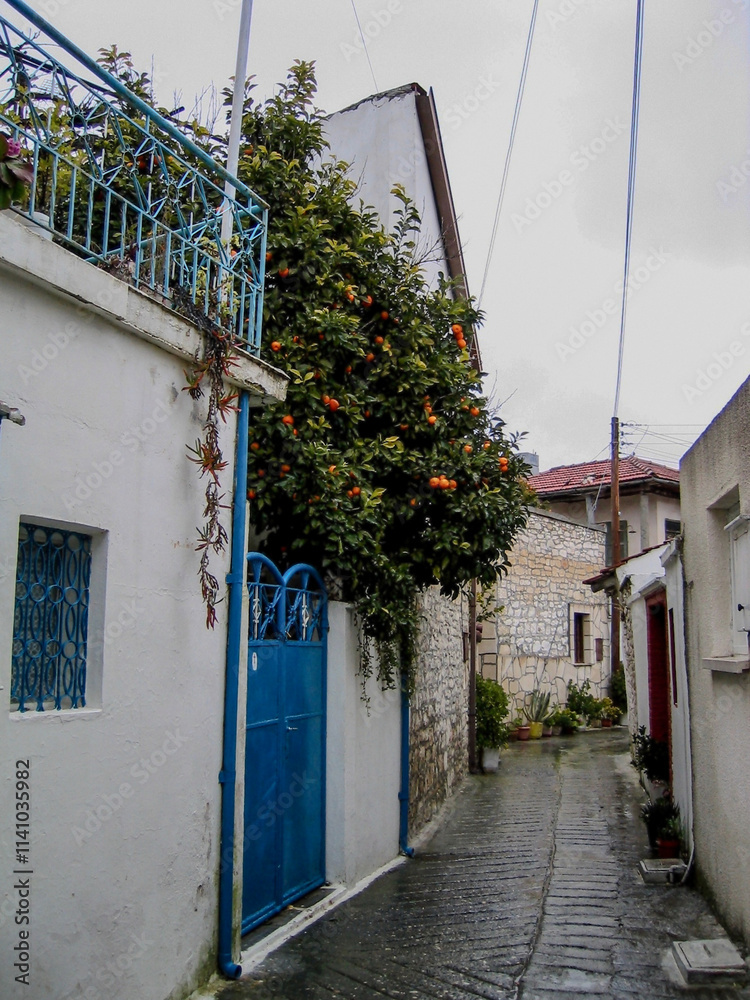 Fototapeta premium Scenic view of historical Omodos village in the Republic of Cyprus