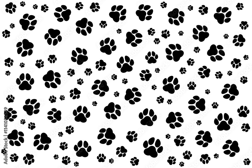 white background with paw silhouettes white background with paw silhouettes