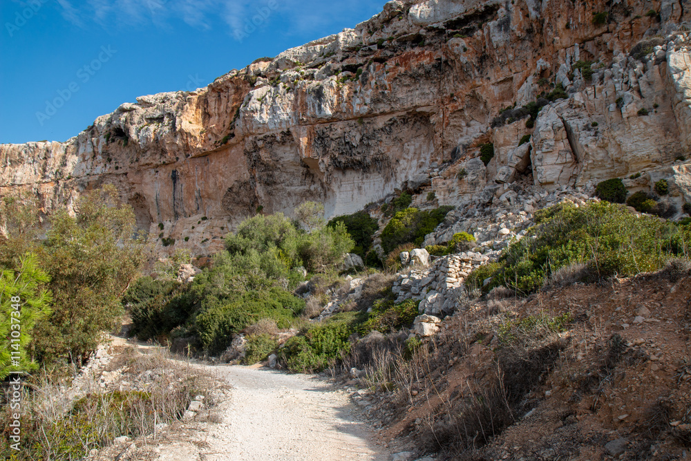 Dingli rock formation near Dingli Cliffs Tramuntana Northern Republic of Malta