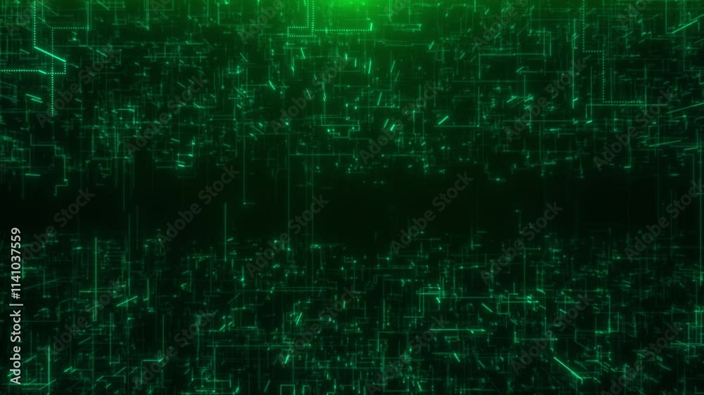 3D Futuristic stream Digital data flow floating particles slow motion bokeh Creative abstract background. Dynamic particles power rays light, finance blockchain. Cyber tech network data analysis flow