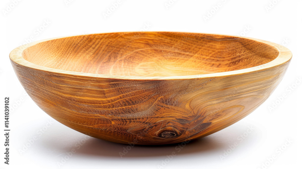 Large wooden bowl featuring a smooth, polished surface