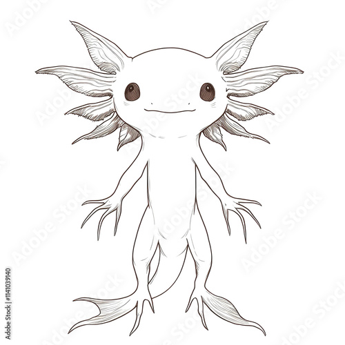 Cute axolotl illustration.