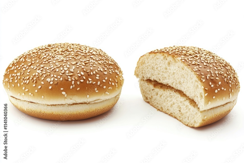 freshly baked hamburger bread isolated on white background freshly baked hamburger bread isolated on white background