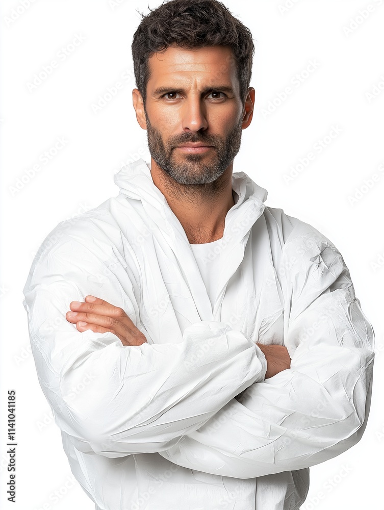 Professional male model in white suit studio setting portrait neutral background Professional male model in white suit studio setting portrait neutral background
