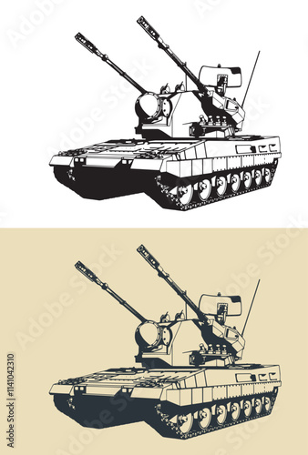 Gepard anti-aircraft self-propelled gun illustrations