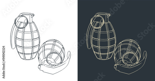 Hand fragmentation grenade sketches