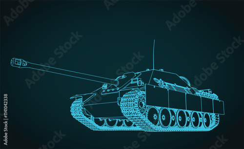Heavy German self-propelled artillery unit blueprint
