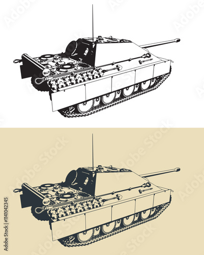 Heavy German self-propelled artillery unit illustrations