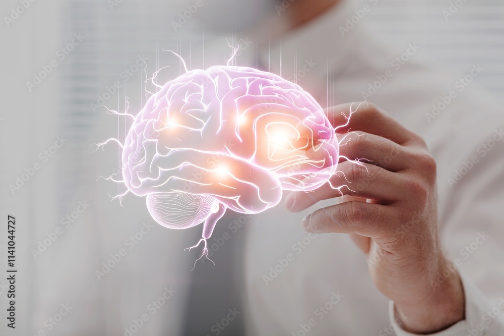 Brain in hands of the business man on abstract background Brain in hands of the business man on abstract background