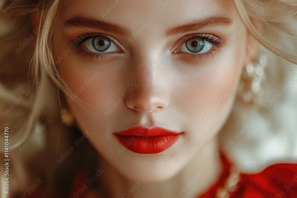 Beautiful blonde fashion model in red in Saint Petersburg. Beautiful blonde fashion model in red in Saint Petersburg.