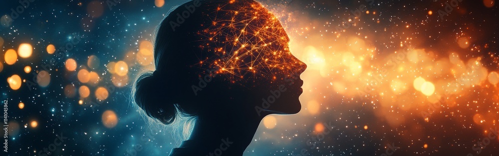 Neural network silhouette with cosmic background Neural network silhouette with cosmic background