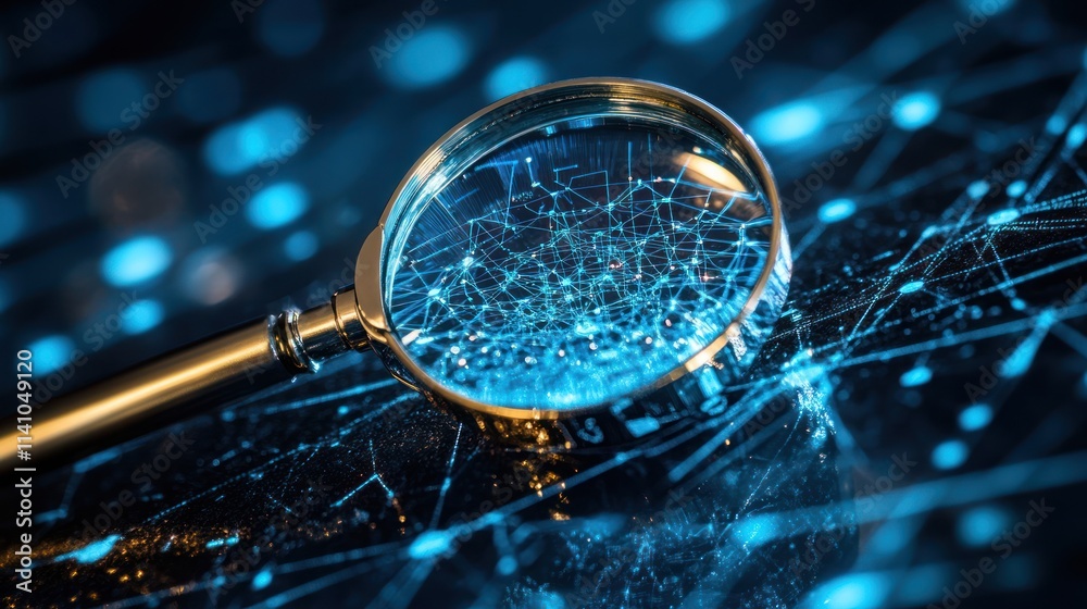 custom made wallpaper toronto digitalMagnifying glass focusing on digital network.