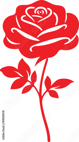 Flower rose clip art design on plain white transparent isolated background for card, shirt, hoodie, sweatshirt, apparel, card, tag, mug, icon, poster or badge