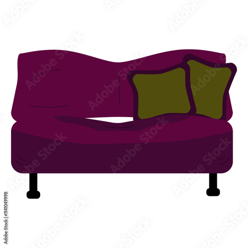 Dark maroon sofa isolated on white background, furniture store
