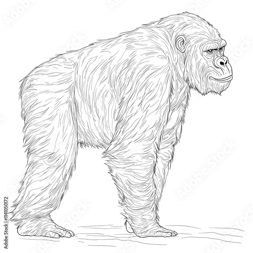 Line art drawing of a gorilla. photo