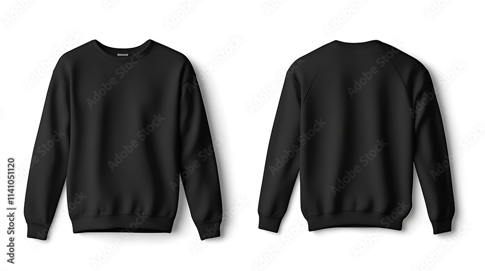 Black sweatshirt template, front and back mock up, cotton sweater mockup, long sleeve, isolated on white background, black sweater template, sweatshirt long sleeve Black sweatshirt template, front and back mock up, cotton sweater mockup, long sleeve, isolated on white background, black sweater template, sweatshirt long sleeve