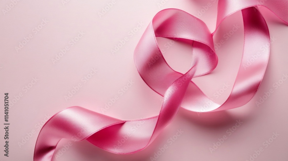 Pink Satin Ribbon Curls on a Pink Background