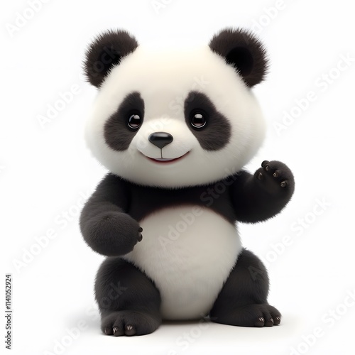 Cartoon Panda Character Cute 2D Animal Clipart for Kids isolated on white background 