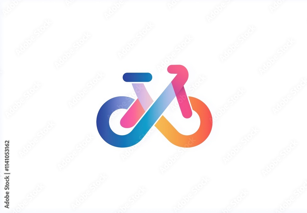 Colorful infinity bicycle logo with gradient design on white background illustrating cycling and sustainability concepts Colorful infinity bicycle logo with gradient design on white background illustrating cycling and sustainability concepts