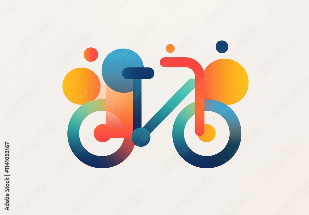 Colorful geometric bicycle design with abstract shapes and vibrant circles for modern art and creative inspiration Colorful geometric bicycle design with abstract shapes and vibrant circles for modern art and creative inspiration