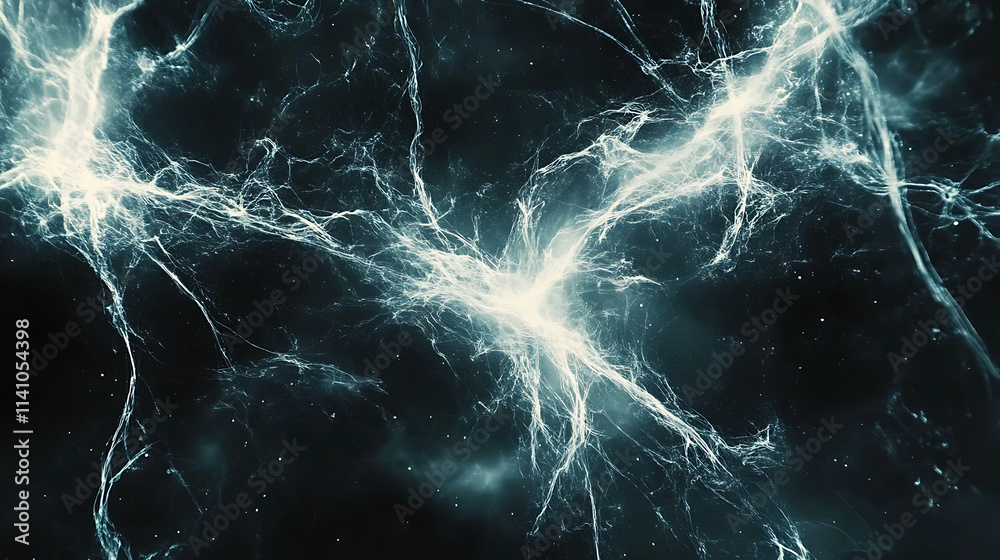 Fototapeta premium Abstract white electric lightning bolts against dark background overlay effects