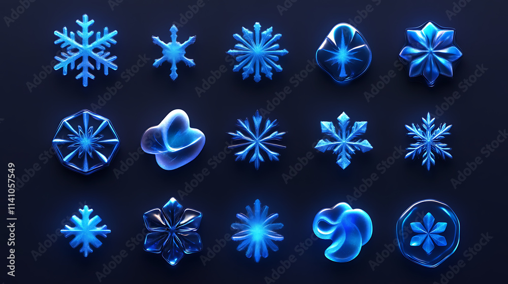 Chilly chic: embrace the winter season with these stylish blue snowflake icons Chilly chic: embrace the winter season with these stylish blue snowflake icons