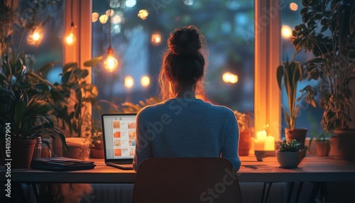 Wallpaper Mural A serene coworking space where a professional completes glowing skillbuilding modules on a laptop Torontodigital.ca