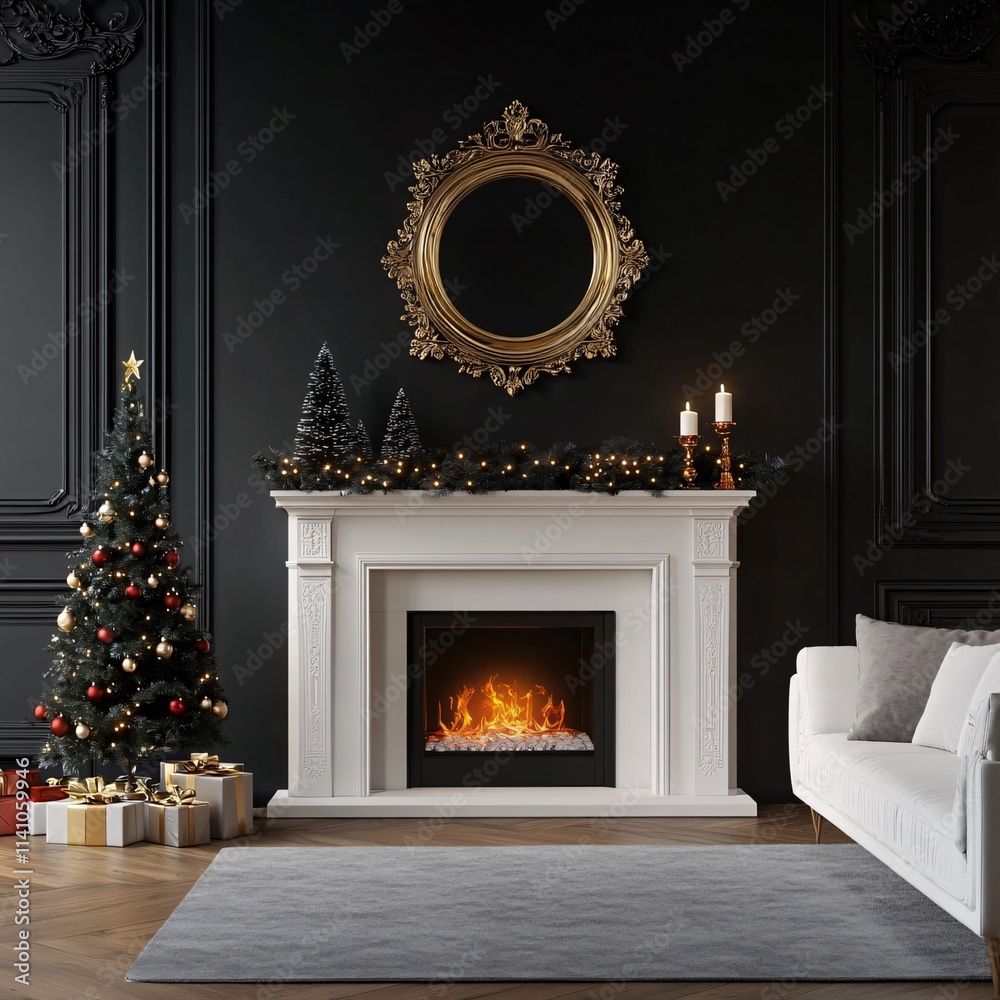fireplace with christmas decoration fireplace with christmas decoration
