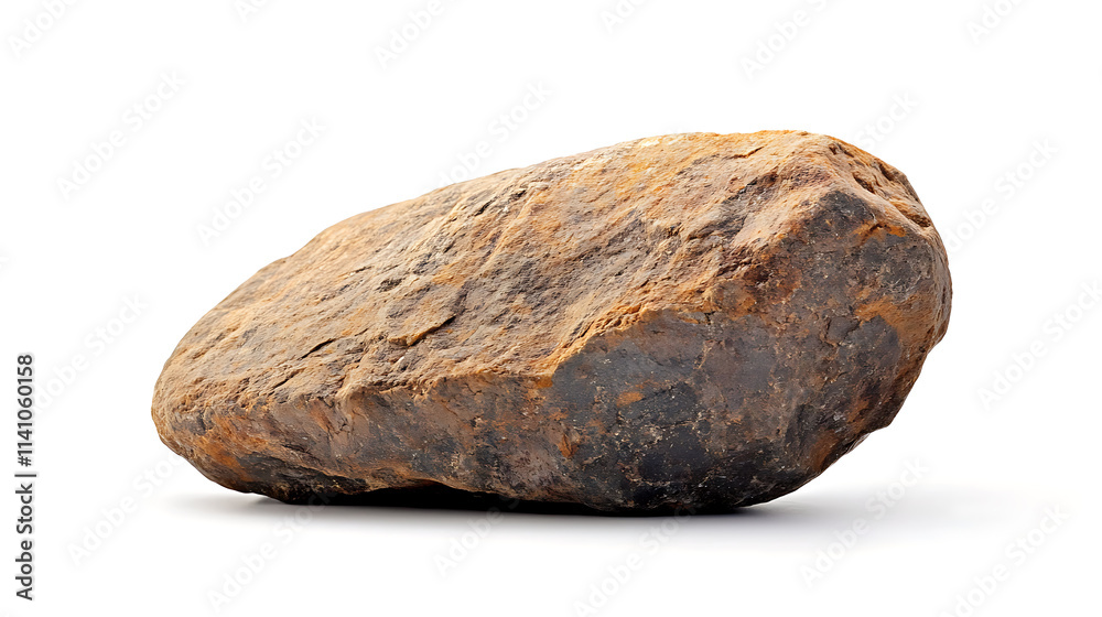 Close up side view on one single rock on white background Close up side view on one single rock on white background