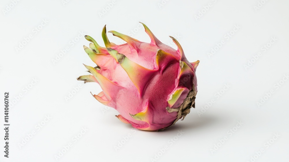 Vibrant Pink Dragon Fruit on White Background Vibrant Pink Dragon Fruit on White Background