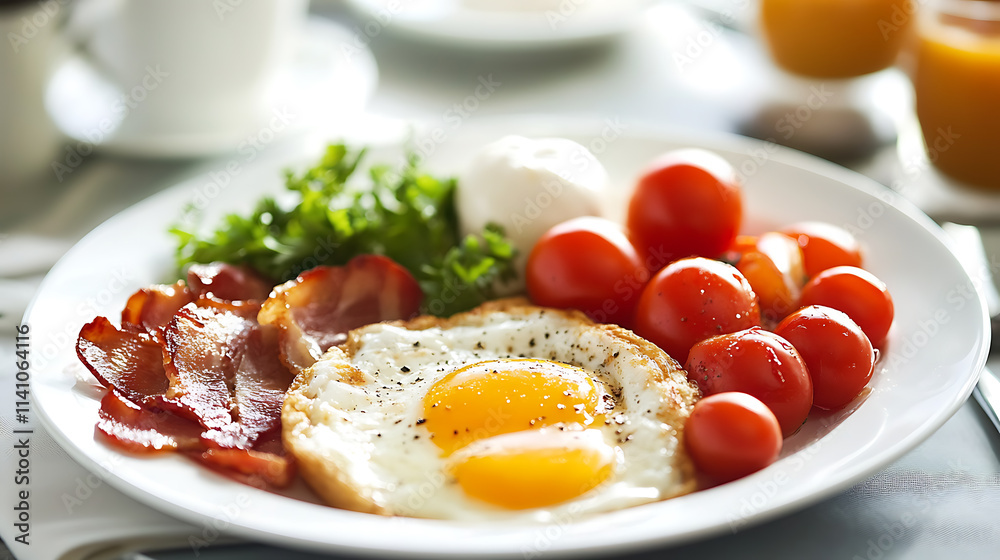 A low-calorie breakfast setup for weight loss featuring a nutritious meal with fresh ingredients, perfect for a healthy morning routine A low-calorie breakfast setup for weight loss featuring a nutritious meal with fresh ingredients, perfect for a healthy morning routine