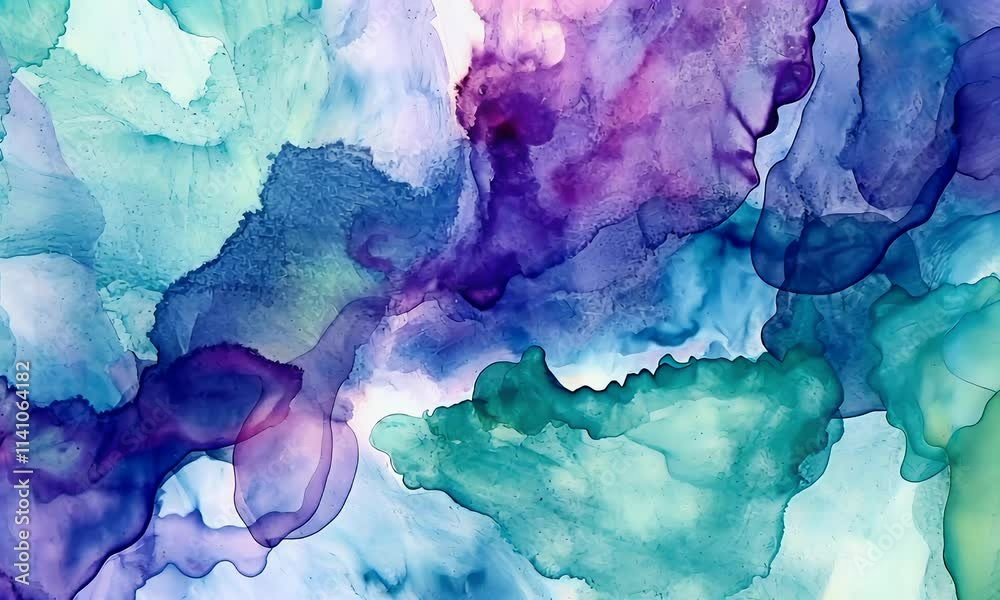 Abstract teal, purple, and blue ink painting. Abstract teal, purple, and blue ink painting.