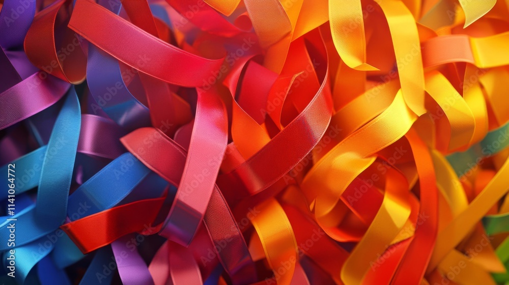 Colorful Satin Ribbons Twisted Together In A Heap Colorful Satin Ribbons Twisted Together In A Heap