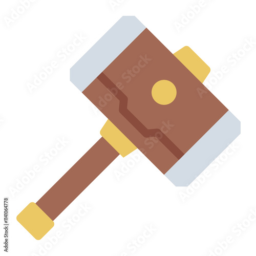 Mjolnir Hammer flat icon mystical weapon viking