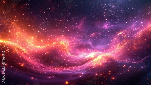 Abstract depiction of a swirling galaxy with bright orange and purple hues, creating a vivid sense of motion and depth in a cosmic-themed artwork. AI generated.