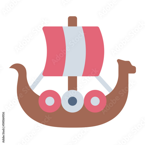 Viking longship flat icon