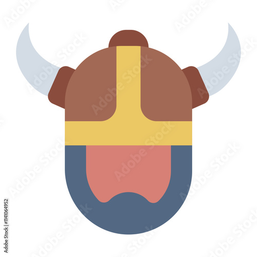 Viking Man with horn horn helmet flat icon