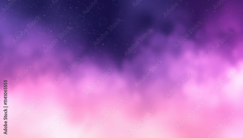 Fototapeta premium Dreamlike Purple Sky With Scattered Stars And Clouds