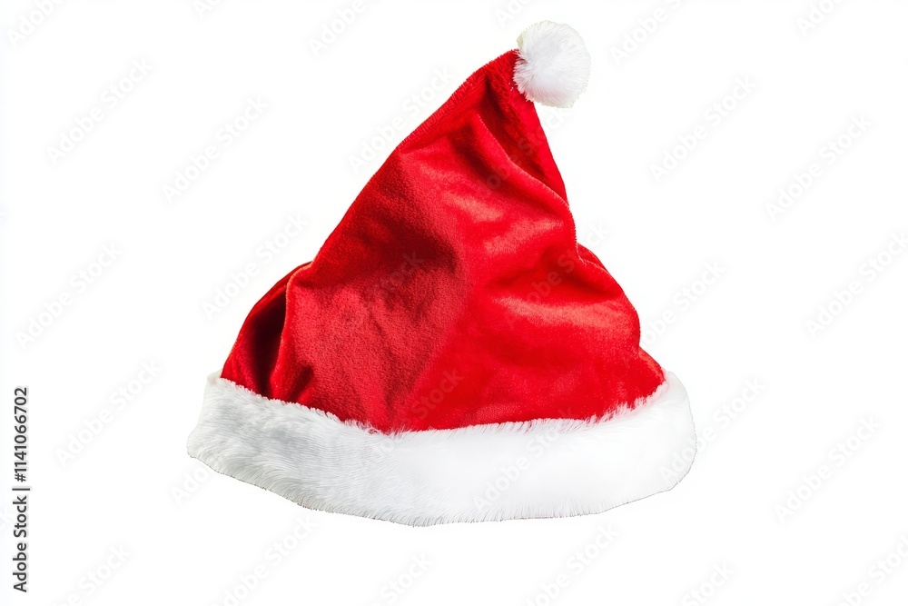 A true depiction of a red Santa Claus hat with a white pompom, isolated on a transparent background, perfect for holiday greetings, offered as a PNG file. A true depiction of a red Santa Claus hat with a white pompom, isolated on a transparent background, perfect for holiday greetings, offered as a PNG file.