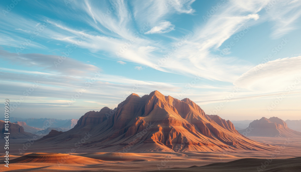 Naklejka premium Majestic Desert Mountain Range Under a Vast Sky