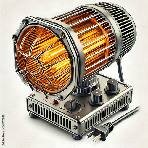 Set of fan heaters in cartoon style. Vector illustration of various electric fans, infrared heaters isolated on white background. Portable heating devices. Space heating.
