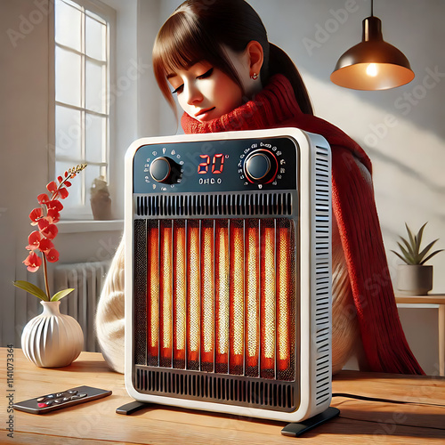 Set of fan heaters in cartoon style. Vector illustration of various electric fans, infrared heaters isolated on white background. Portable heating devices. Space heating.
